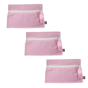 Cosmo Bag -- Flat Zip Pouch Lilac Gingham
