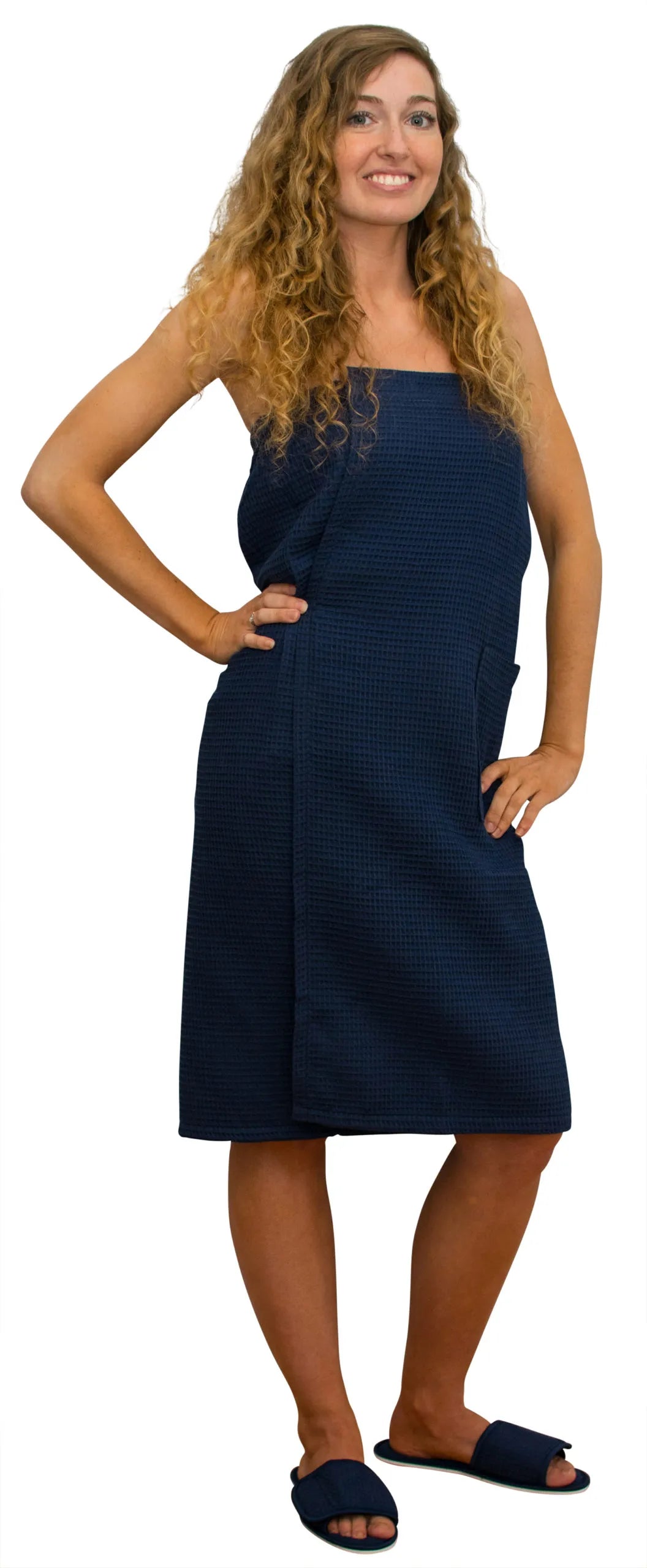 Black Cotton Waffle Spa Wrap