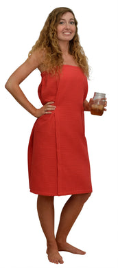 Red Cotton Waffle Spa Wrap