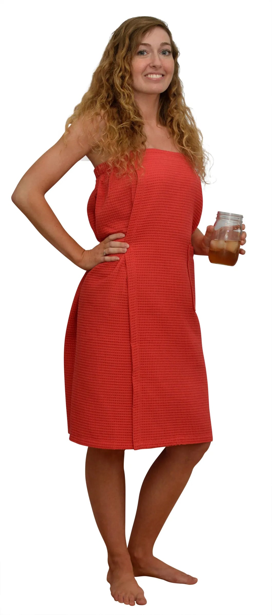 Red Cotton Waffle Spa Wrap