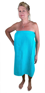 Tropical Blue Cotton Waffle Spa Wrap