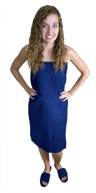 Navy Cotton Waffle Spa Wrap