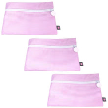 Cosmo Bag -- Flat Zip Pouch Pink Preppy Stripe