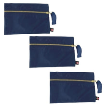 Cosmo Bag -- Flat Zip Pouch Navy Nylon Brass