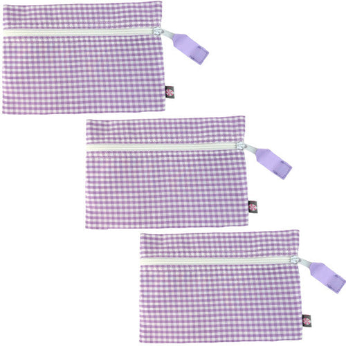 Cosmo Bag -- Flat Zip Pouch Lilac Gingham