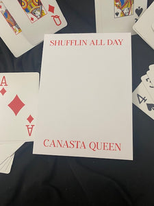 Canasta themed Notepad - Shufflin All Day