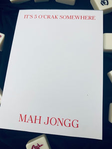 Mah Jongg Note Pad - It's 5 O'Crack Somewhere