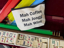 Mah Jongg Cosmetic 8" Gusseted Beige Pouch -MAH COFFEE MAH JONGG MAH WINE