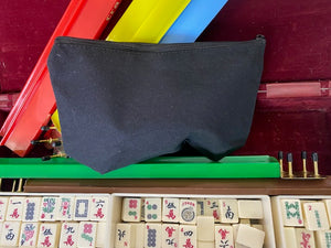 Mah Jongg Cosmetic 10" Gusseted Black Pouch - mah coffee mah jongg mah wine