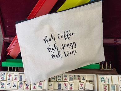Mah Jongg Carry All Pouch -MAH COFFEE MAH JONGG MAH WINE
