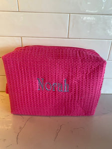 Waffle Cosmetic Pouch Large Fushia