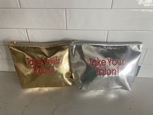 Canasta Themed Metallic  Gusseted Pouch TAKE YOUR TALON