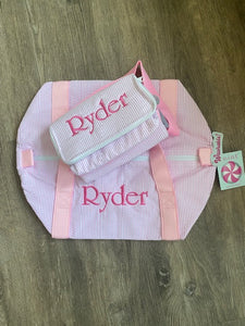 MINT Pink Seersucker Medium Duffle