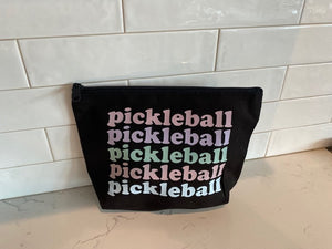 Pickleball Gusseted Zip Cosmetic Pouch canvas pastel pickleball