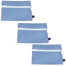 Cosmo Bag -- Flat Zip Pouch Navy Preppy Stripe
