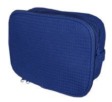 Waffle Jumbo Double Zipper Navy Cosmetic Bag