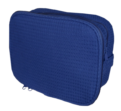 Waffle Jumbo Double Zipper Navy Cosmetic Bag