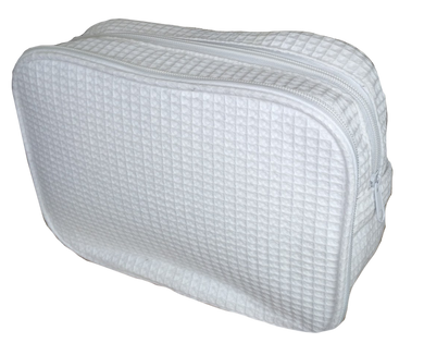 Waffle Jumbo Double Zipper White Cosmetic Bag