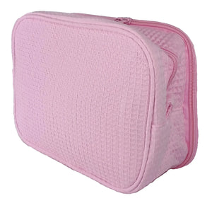 Waffle Jumbo Double Zipper Pink Cosmetic Bag