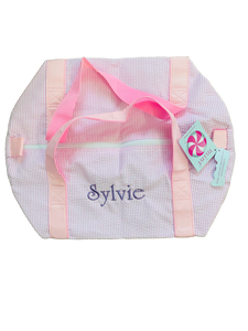 MINT Pink Seersucker Medium Duffle
