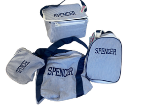 Navy Seersucker Weekend duffle
