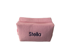 Waffle Cosmetic Pouch Large Light Pink