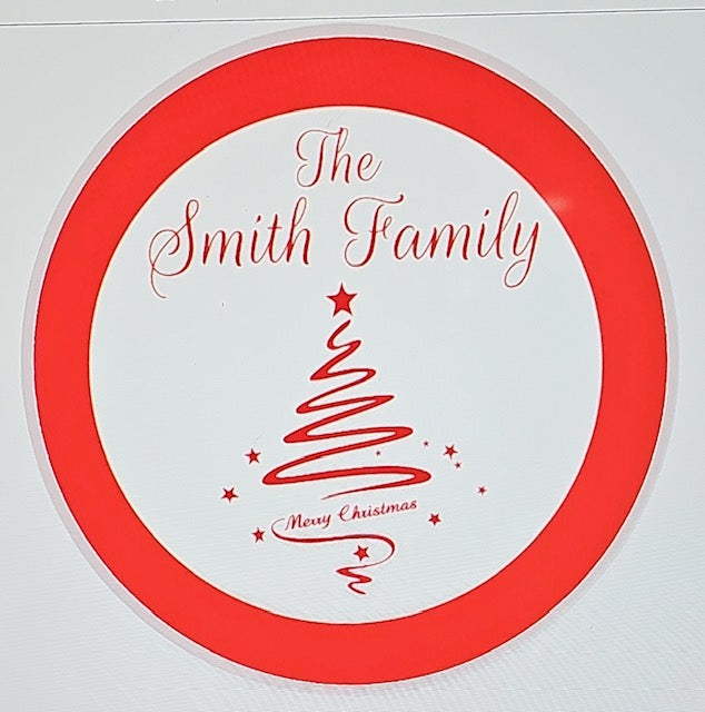 round glass cutting board christmas tree with name