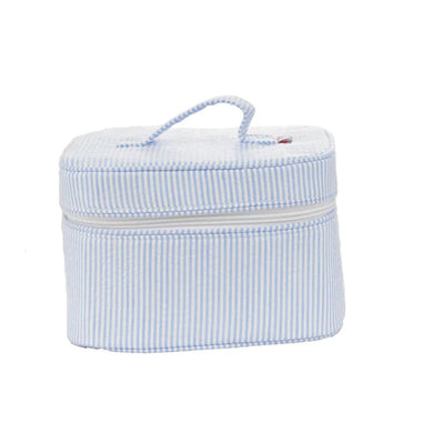 Baby Blue Seersucker Train Case