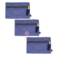 Cosmo Bag -- Flat Zip Pouch Blue Chambrey