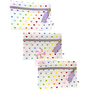 Cosmo Bag -- Flat Zip Pouch Tiny Hearts