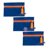 Cosmo Bag -- Flat Zip Pouch Blue Orange