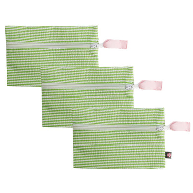 Cosmo Bag -- Flat Zip Pouch Sweet Pea Seersucker
