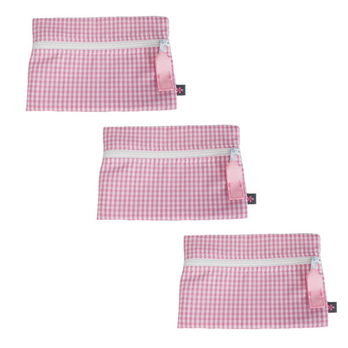 Cosmo Bag -- Flat Zip Pouch Pink Gingham