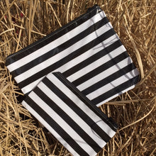 sarahjane flat zip pouch black stripe