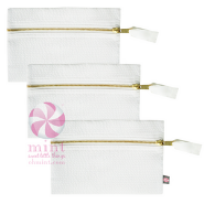 Cosmo Bag -- Flat Zip Pouch White Seersucker