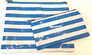 sarahjane flat zip pouch blue stripe