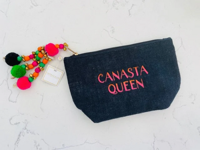 Canasta Queen Jute Pom Pom pouch