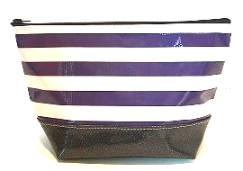sarahjane ellie glitter cosmetic case purple stripe with black glitter bottom